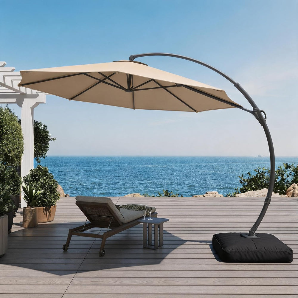 LAUSAINT HOME Outdoor Patio Umbrella with Base included, 11 FT Deluxe Curvy C...