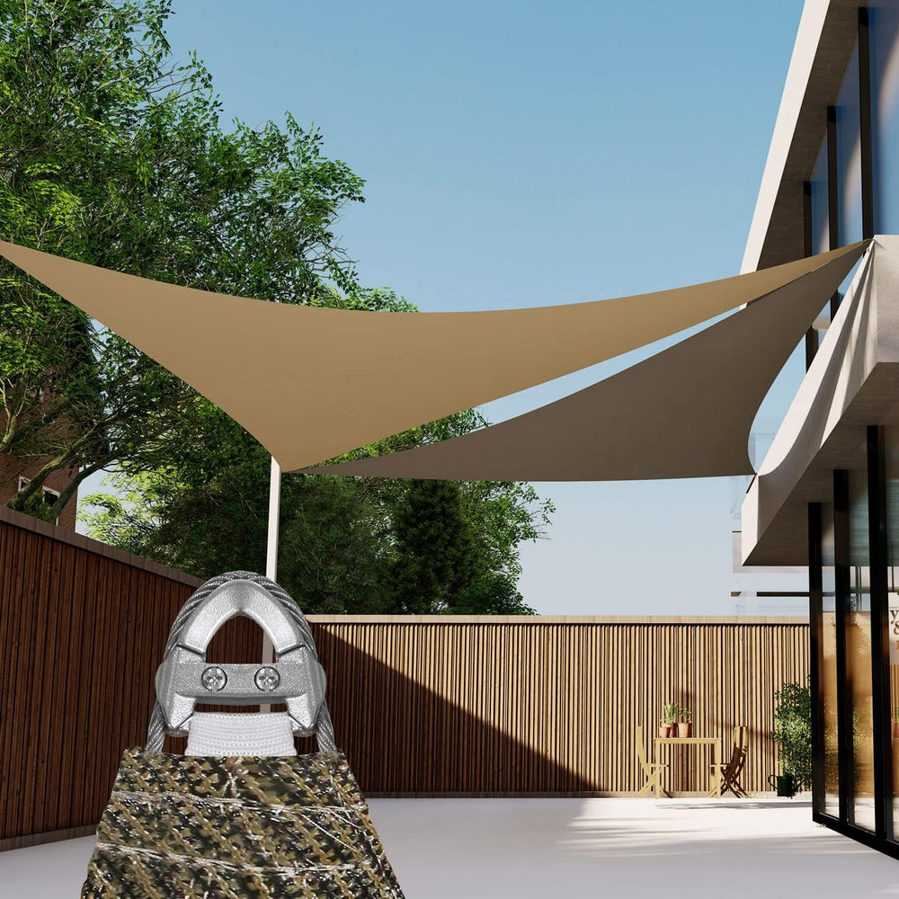 Patio Paradise 24' x 24' x 24' Brown Sun Shade Sail Super Ring Tr...