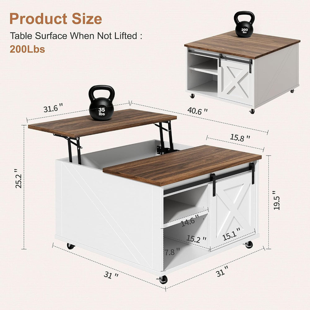 Shintenchi 31.5" Lift Top Coffee Table with Wheels & Storage, Square...