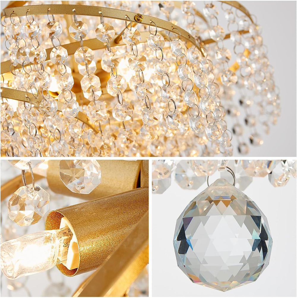 WUZUPS Crystal Chandelier Semi Flushmount Ceiling Light Modern Lighting Fixtu...