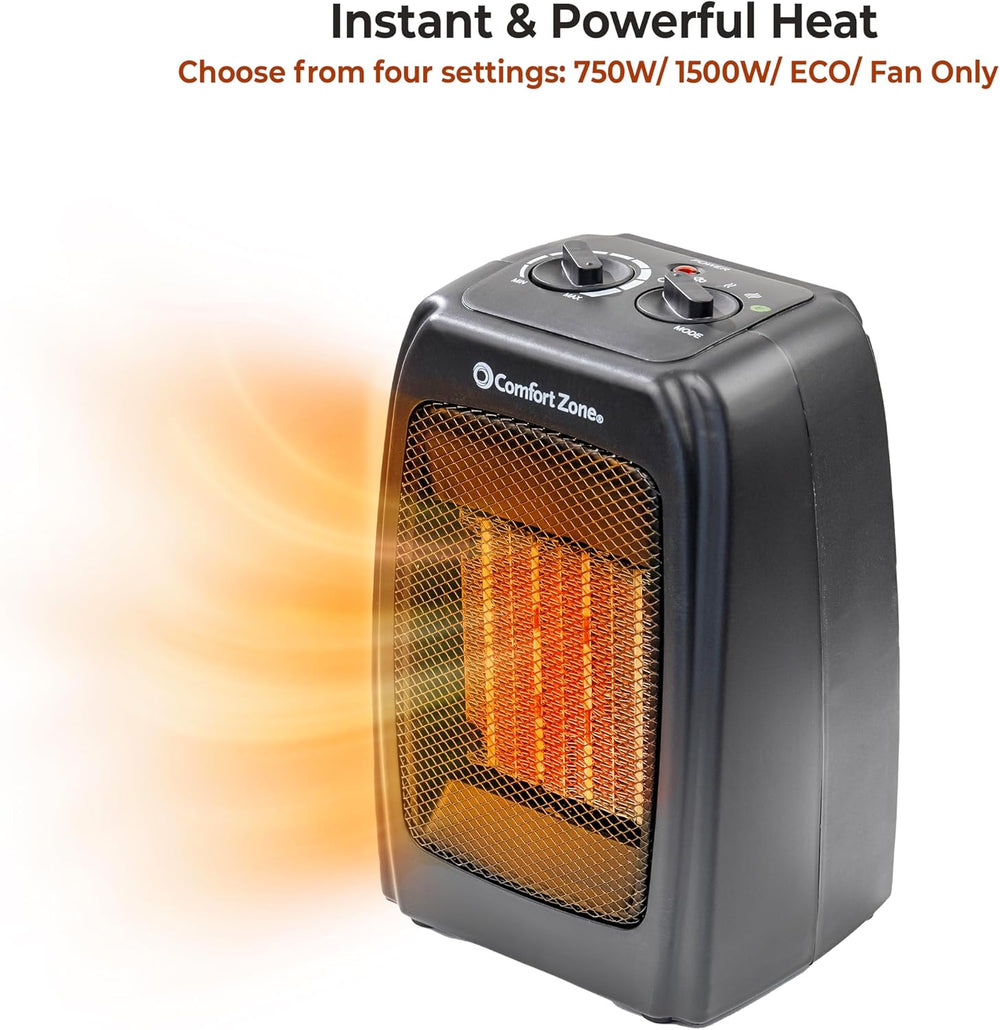 Comfort Zone CZ442E Personal Energy Save Ceramic Heater - 1500W Portable with...