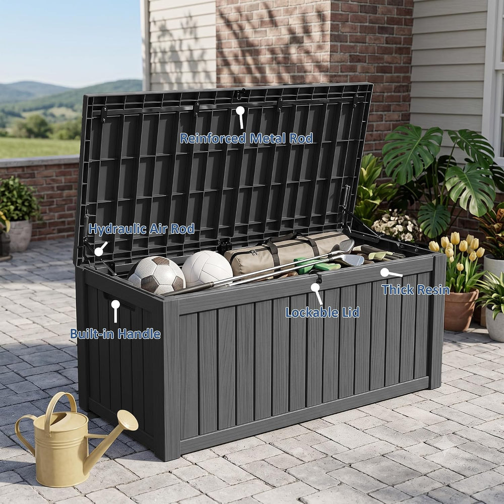 Vixzen Waterproof Outdoor Storage Box 170 Gal Deck Box with Lockable Lid
