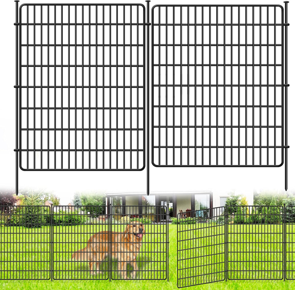 10 Panels No Dig Fence, 32 in(H) X 24 ft(L) Garden Decorative Fence Animal Ba...