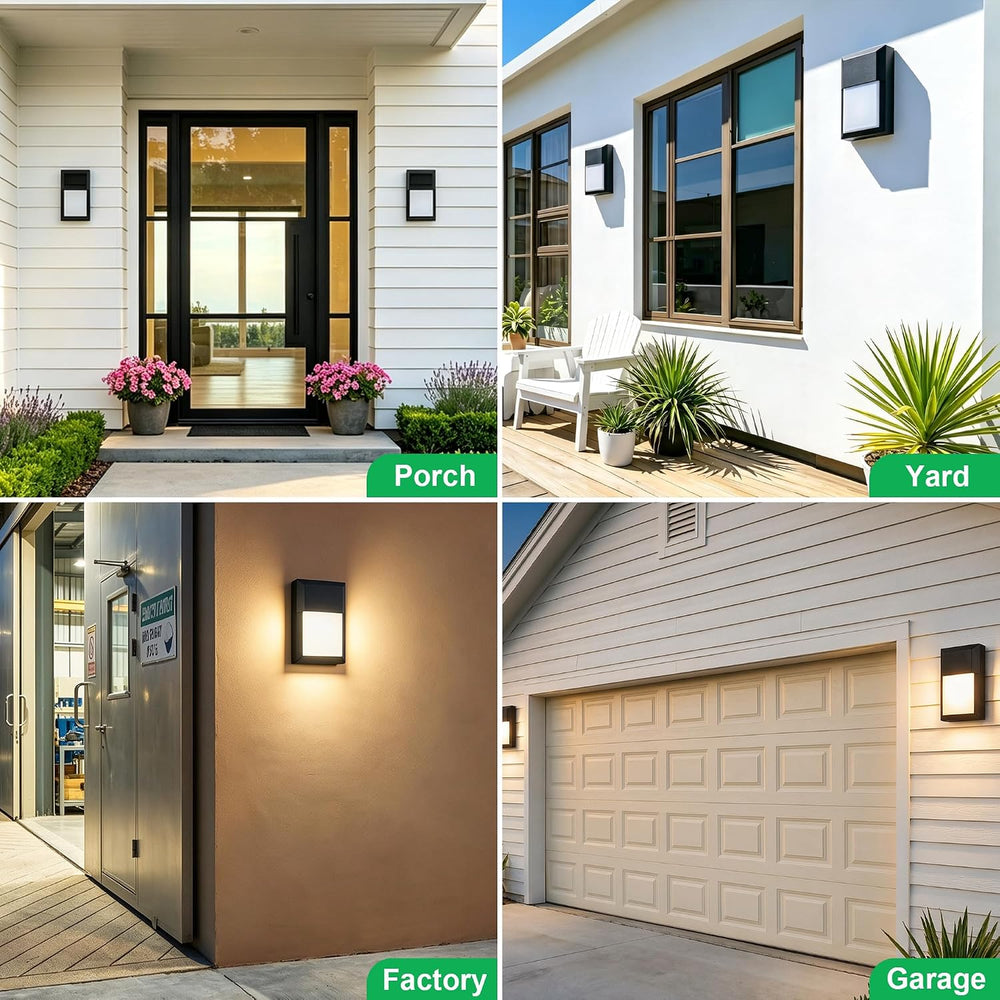 LIT-PaTH Outdoor Wall Light Fixture, Aluminum, LED 3000K, Black, 2 Pack
