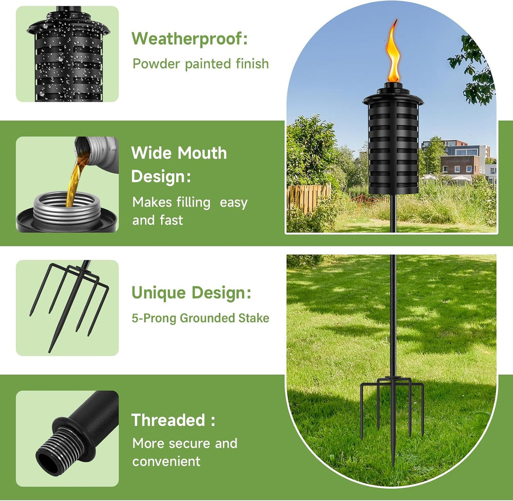 ZSZMFH 4 Pack Citronella Torches for Outside, 16Oz Outdoor Garden Torches