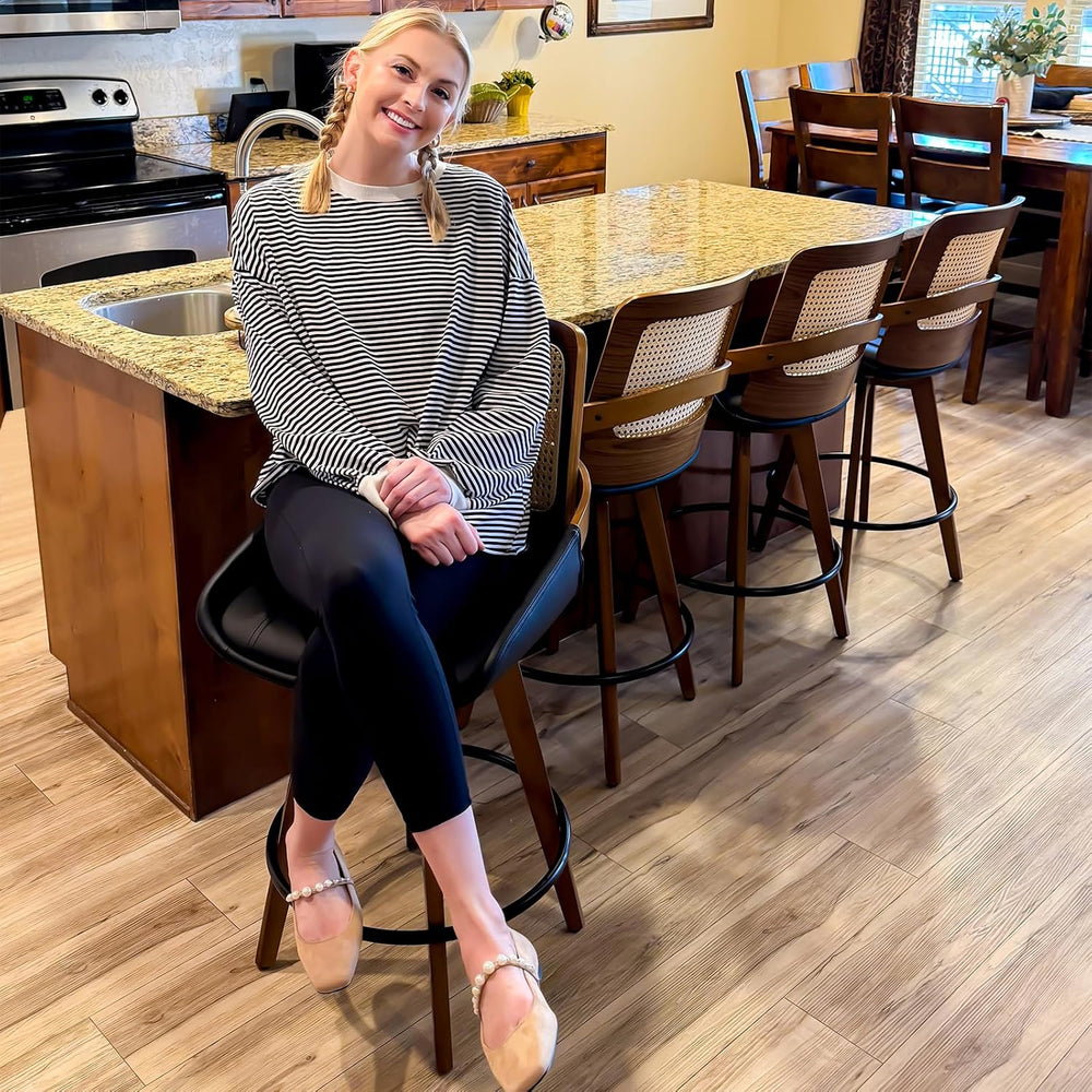 Mid Century Counter Stools, Counter Height Swivel Bar Stools with Back