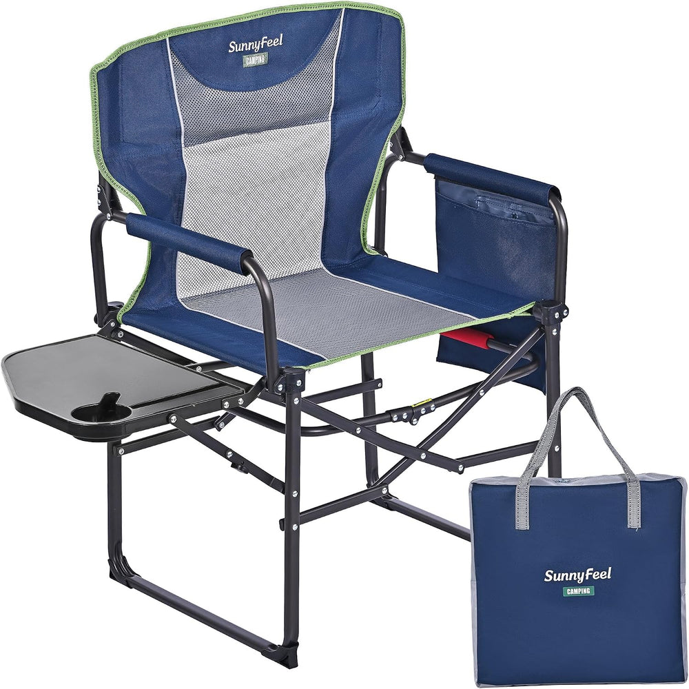 SUNNYFEEL Oversized Camping Chair Portable Directors Chairs with Side Table
