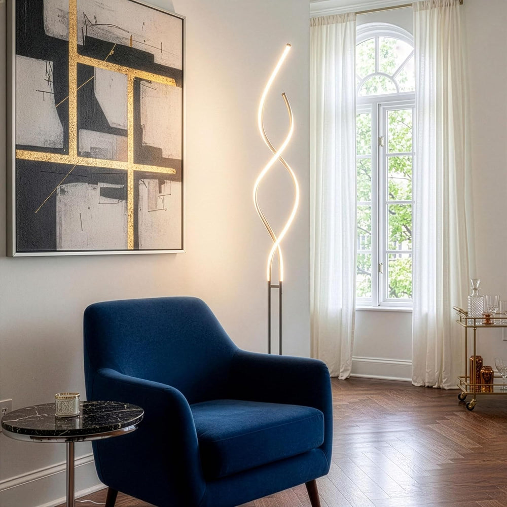 Brightech Embrace Dimmable LED Floor Lamp – Modern Spiral Adjustable Standing...