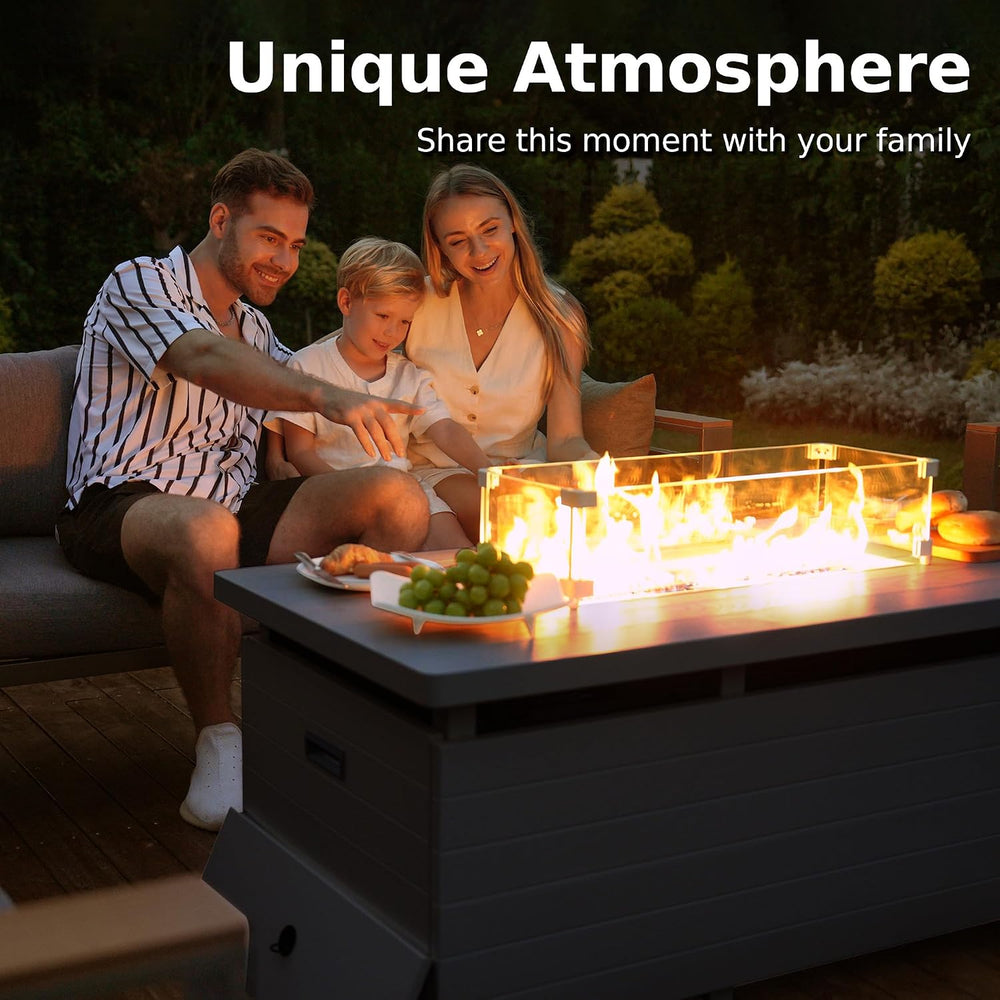 Sundale Outdoor 51 Inch Outdoor Fire Pit Table, 50,000BTU Rectangle Propane F...