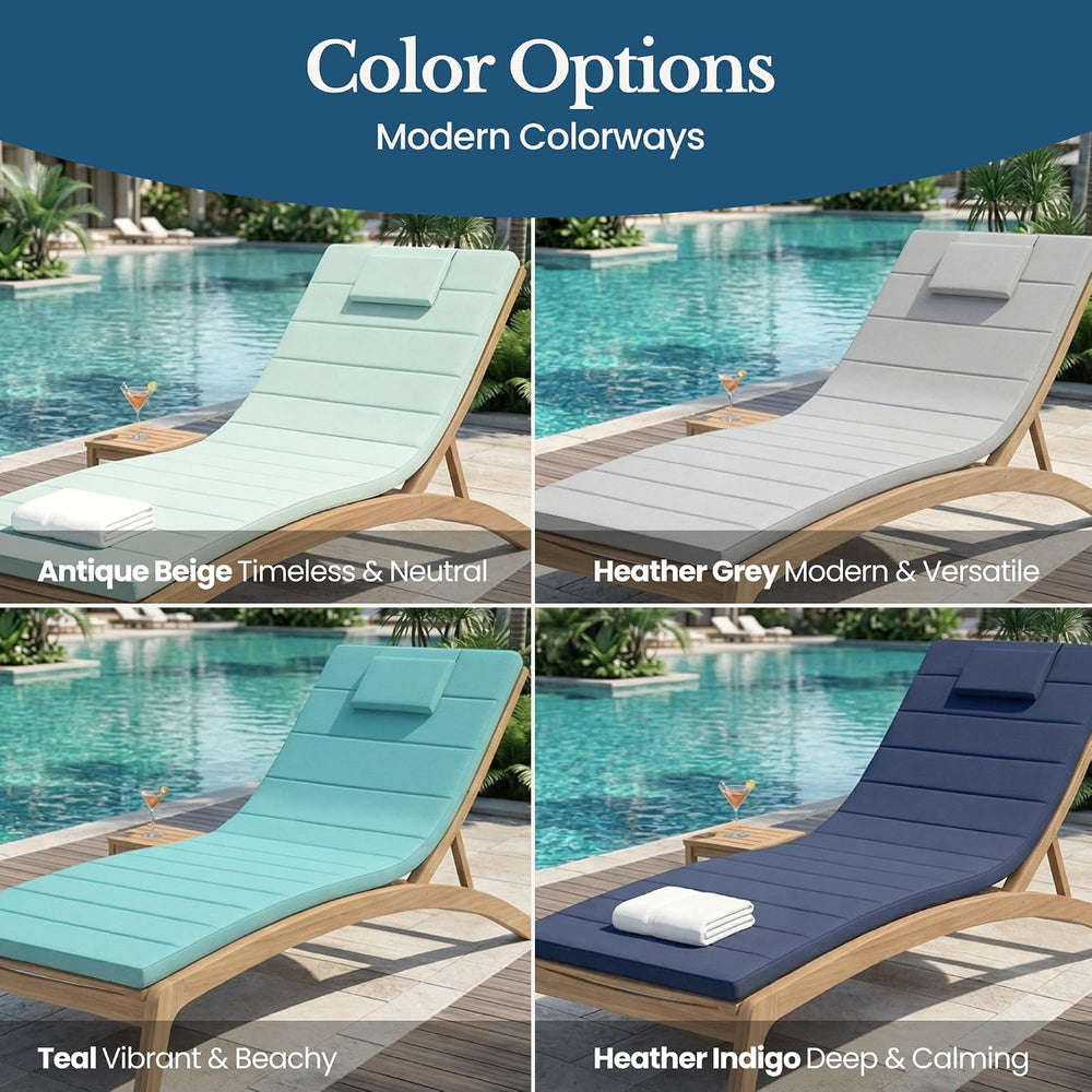 Quilted Outdoor Chaise Lounge High-Density Foam Chair Cushion Grey, 72"x...