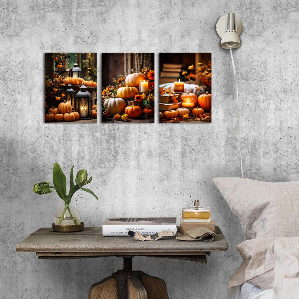 AIYISU Farmhouse Pumpkin Wall Art Fall Kitchen Dining Room Wall Decor Rustic ...