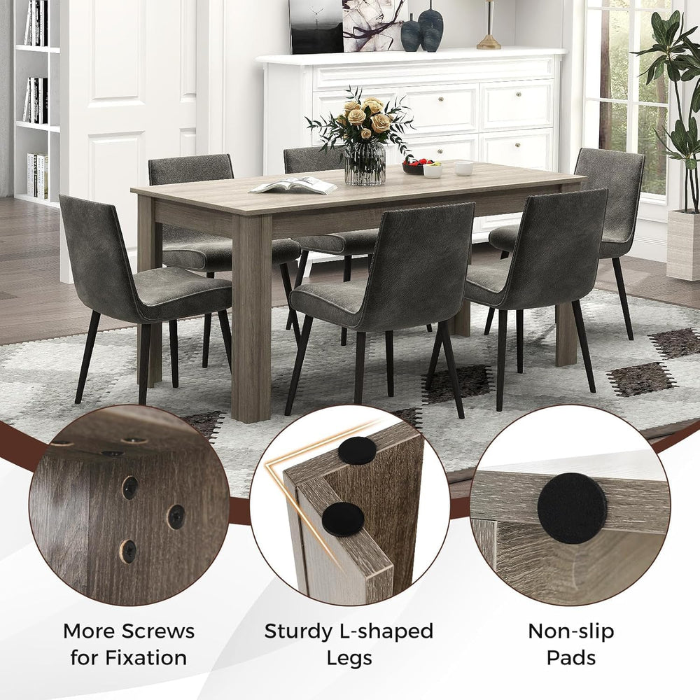 LDAILY Dining Table, Modern Dining Room Table for 4-6 People, Heavy Duty Legs...