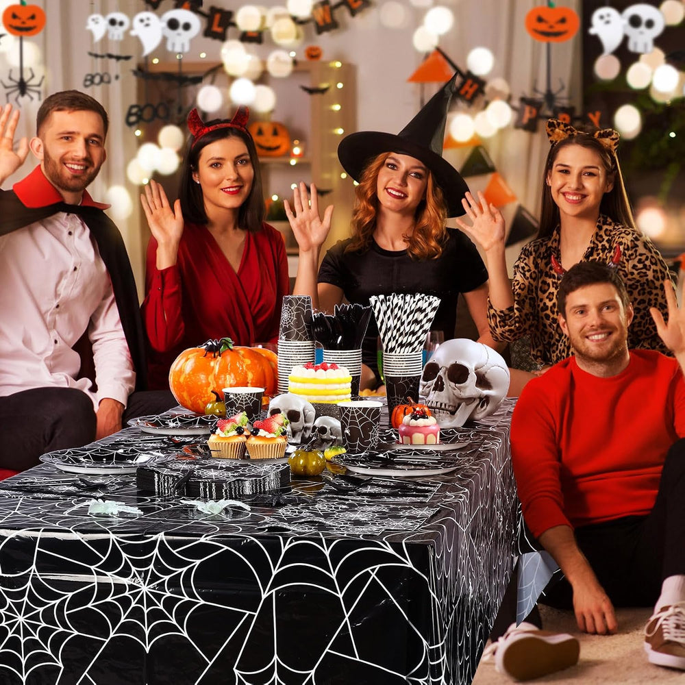 Funnymoom 452 Pcs Halloween Spiderweb Party Supplies Tableware for 50 Guest