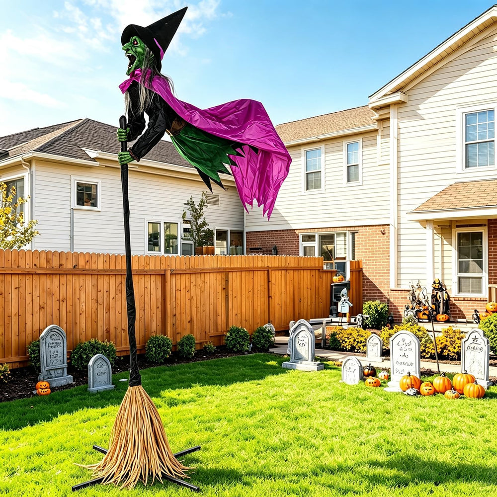 Halloween Decorations Outdoor – 10.5FT Animated Hovering Witch Animatronics w...