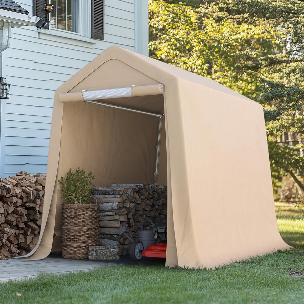 ADVANCE OUTDOOR 6x8 ft Outdoor Portable Storage Shelter Shed with 2 Roll up Z...