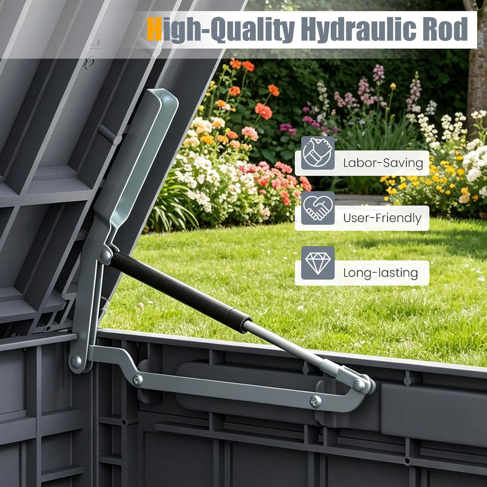 HAPPYGRILL 120 Gal Outdoor Deck Box Plastic Storage Bin with Lid and Handle