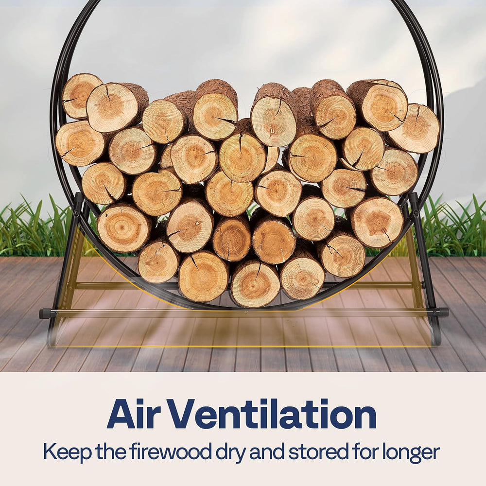 VIVOHOME 32 Inches Firewood Log Rack Hoop with Cover