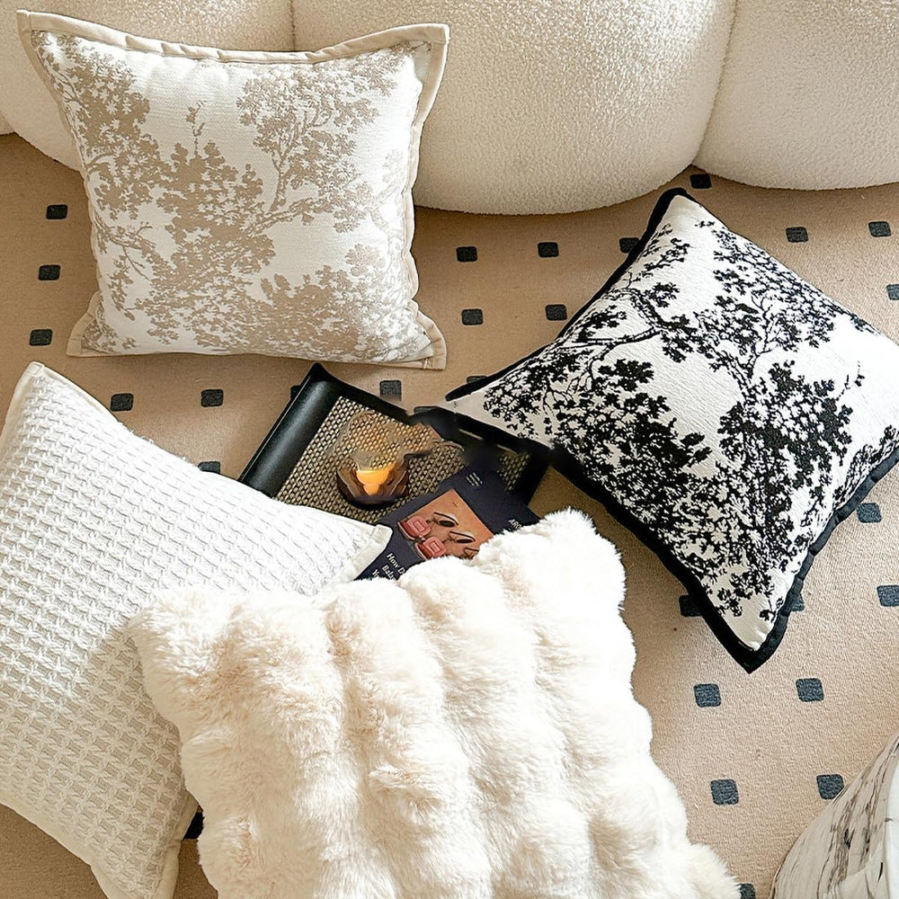Croker Horse 22x22'' inches Throw Pillow Cushion Covers - White Beige...