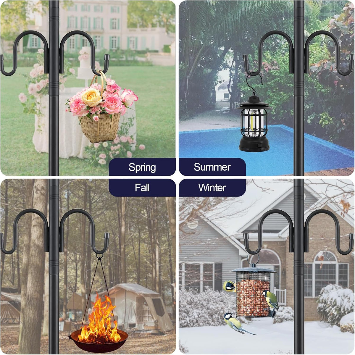 10ft string light poles 2pack, 1.5 inch heavy on a desk or shelf