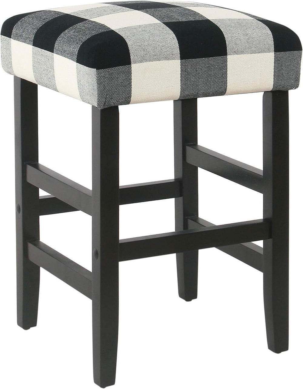 HomePop Open-Back Counter Stool, 24-Inch, Black Plaid