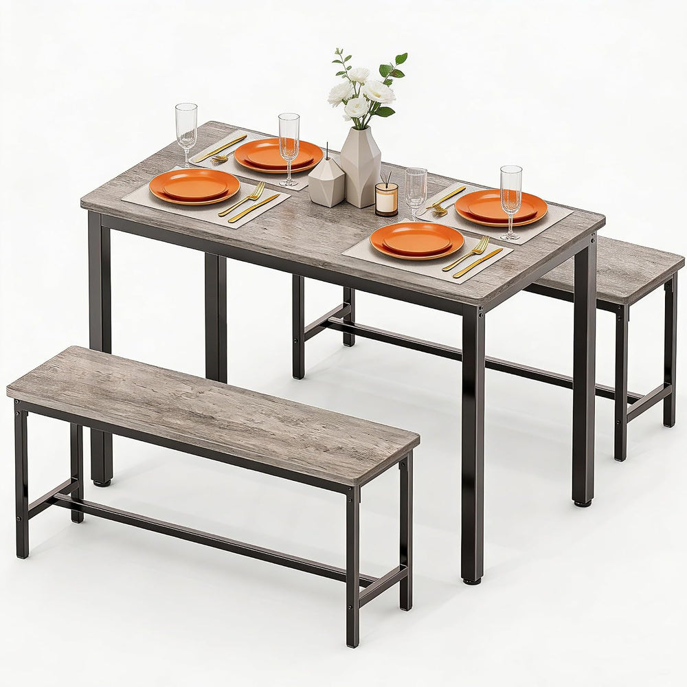 Dining Table Set for 4, 3 Piece Dining Room Table Set for Space-Saving, Moder...