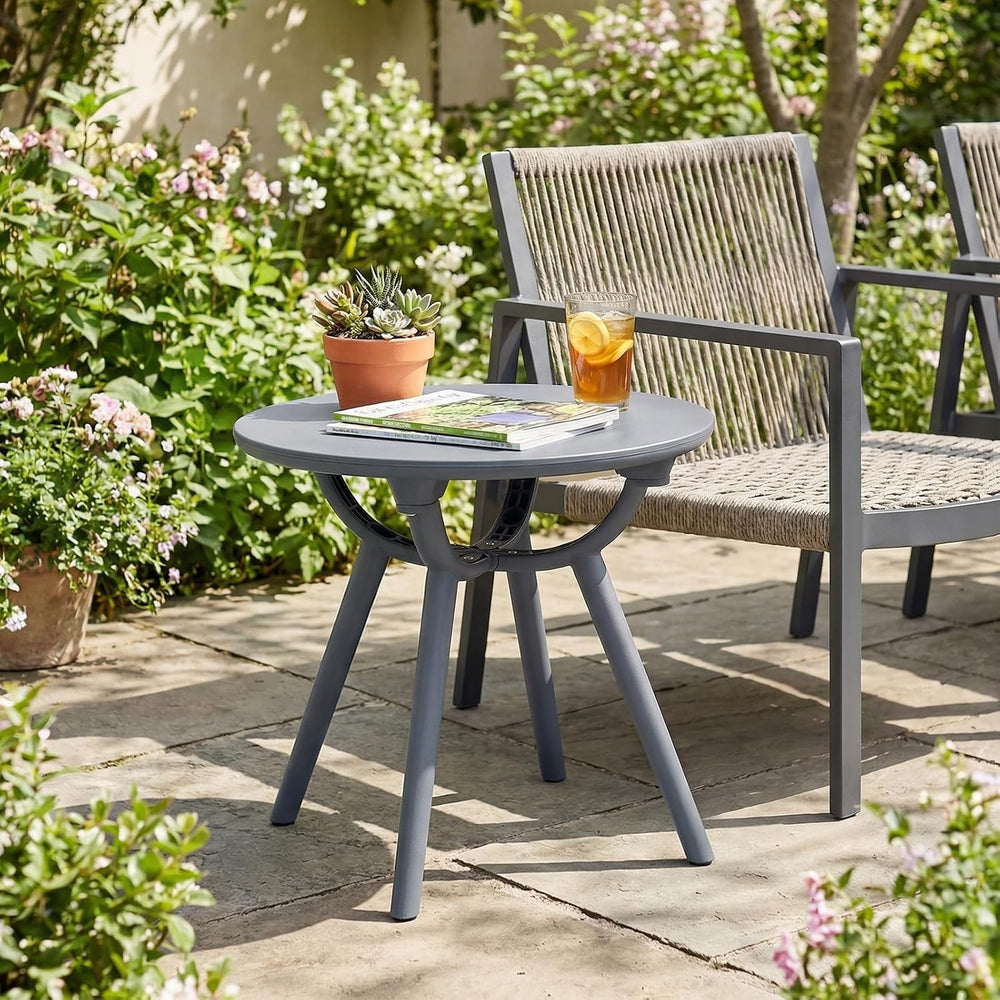 Tangkula Outdoor 20" Round Side Table Set of 2, Gray