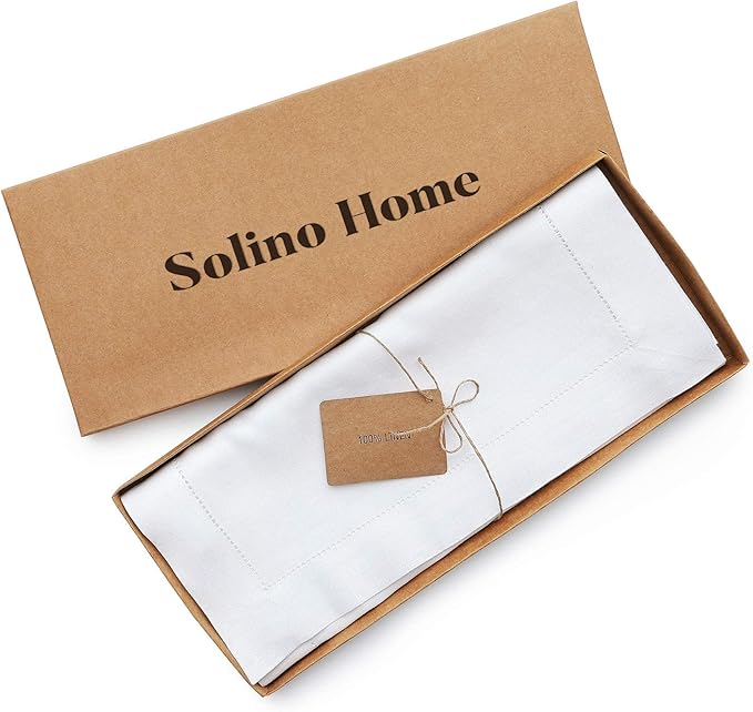 Solino Home Linen White Table Runner 108 Inches Long - 100% Pure Linen 14 x 1...