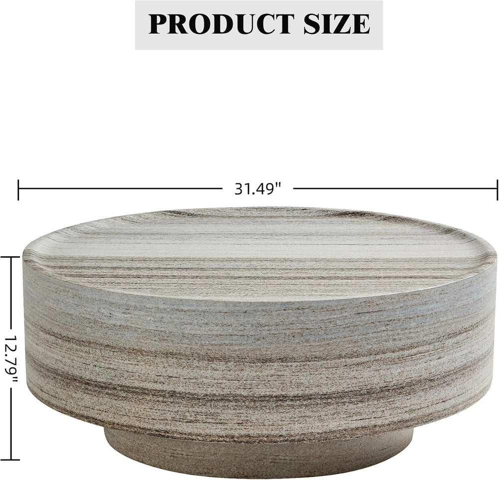 31.5" Round Faux Marble Coffee Table for Living Room (31.5"x12.8&qu...