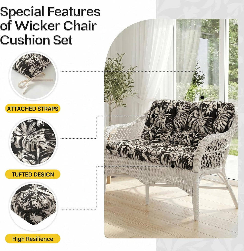 1 MIDDLE ONE Wicker Chair Cushions 3 Pieces Set for Outdoor Furniture, Replac...