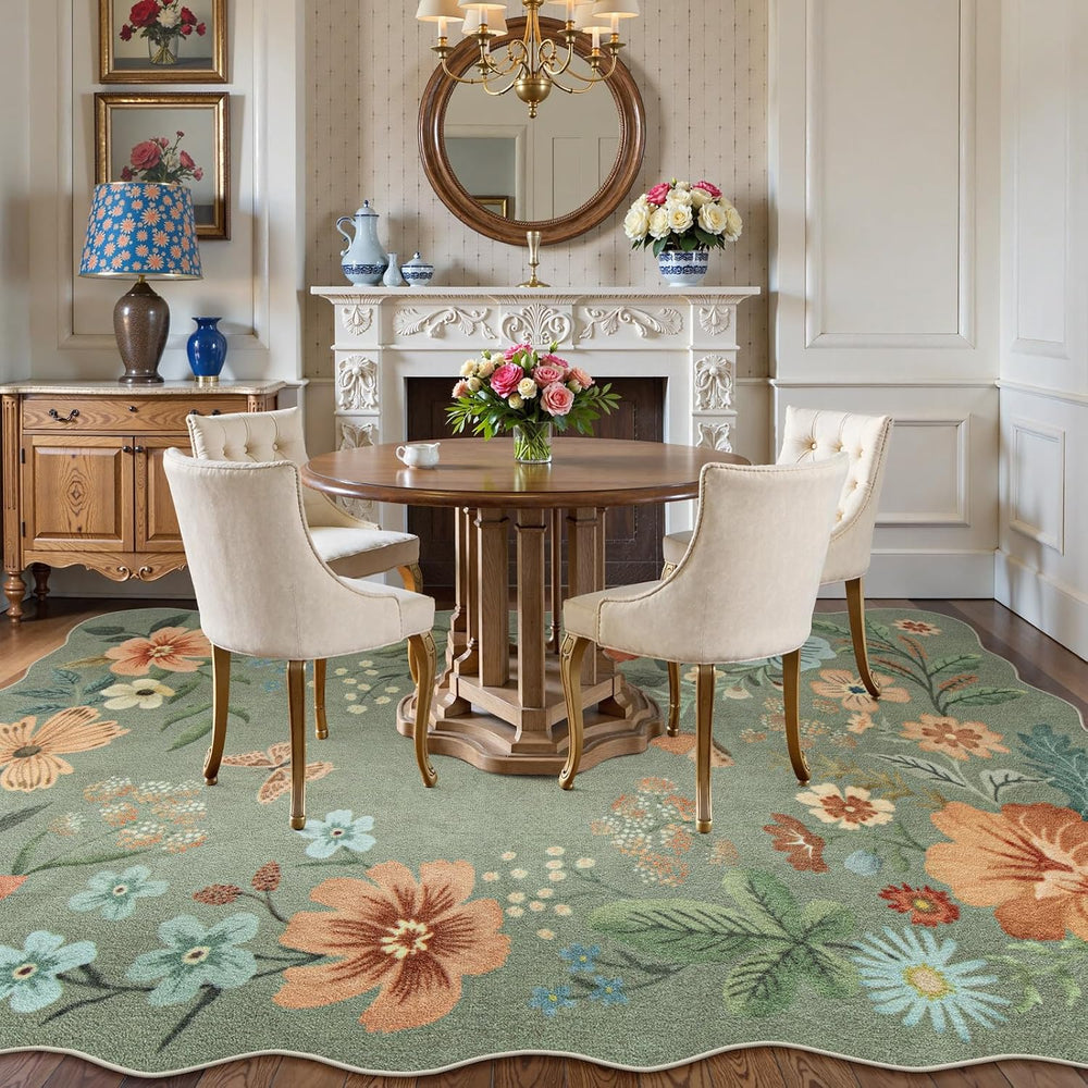 Lahome Floral 9x12 Area Rugs for Living Room Bedroom, Soft Washable Rugs
