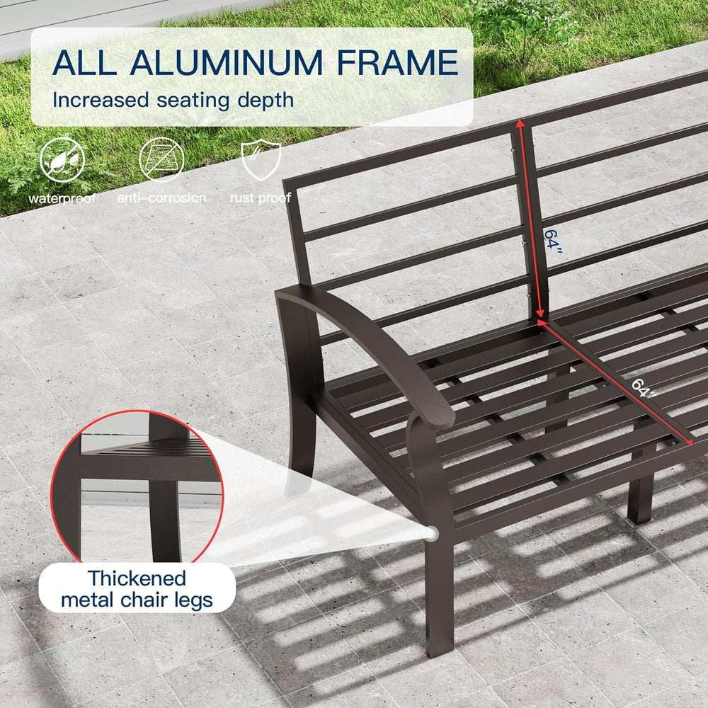 Kullavik Aluminum Outdoor Patio Furniture Set with 5.1'' Thick Cushions