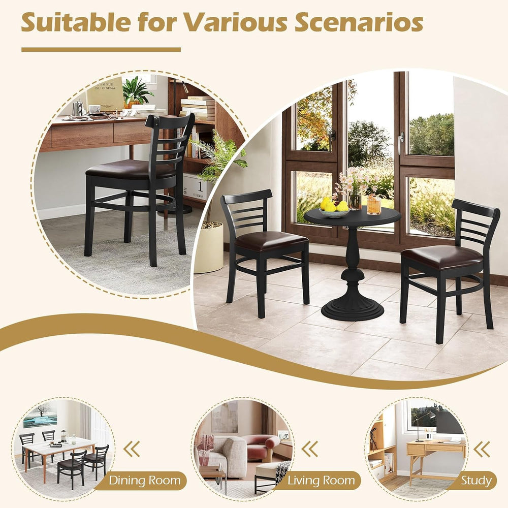 GOFLAME Wooden Dining Chairs Set of 2, PU Leather Upholstered Kitchen Chairs ...