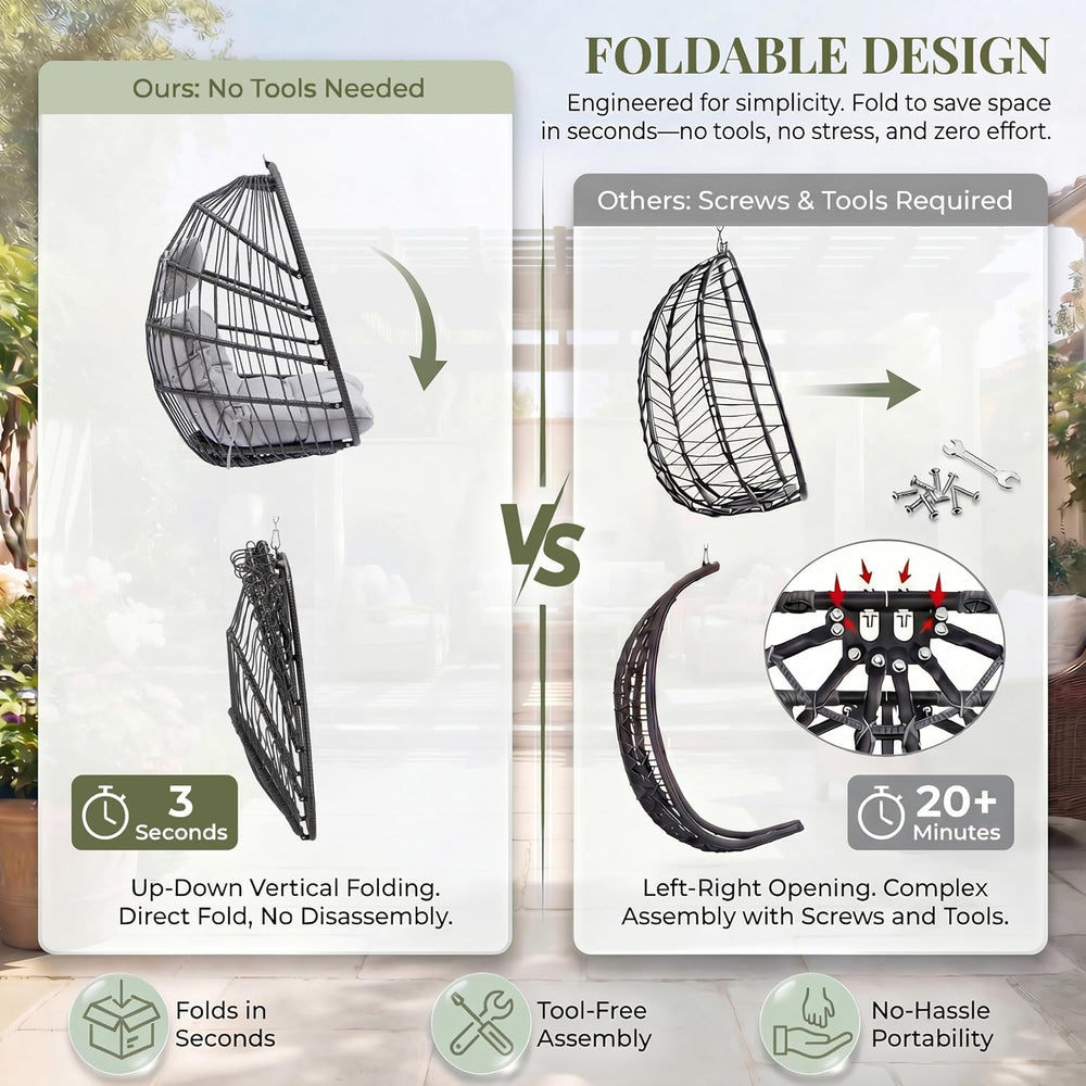 RADIATA Outdoor Hanging Egg Chair Without Stand, Rattan Swing Basket Chair