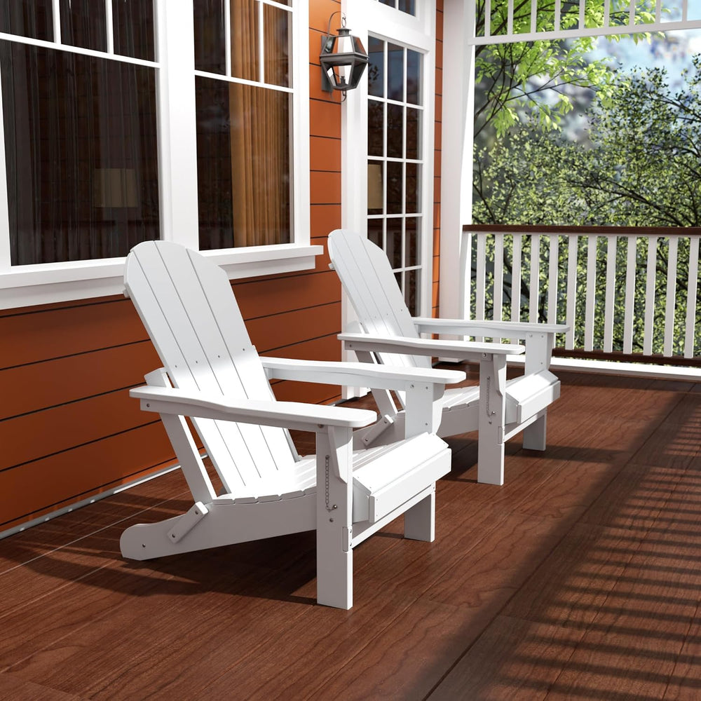 WO Home Furniture Laguna Folding Adirondack Chairs Set of 2, HDPE Patio Chair...
