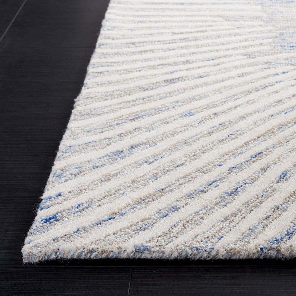 SAFAVIEH Abstract Wool Area Rug 11'x15', Modern Blue & Ivory ABT478M