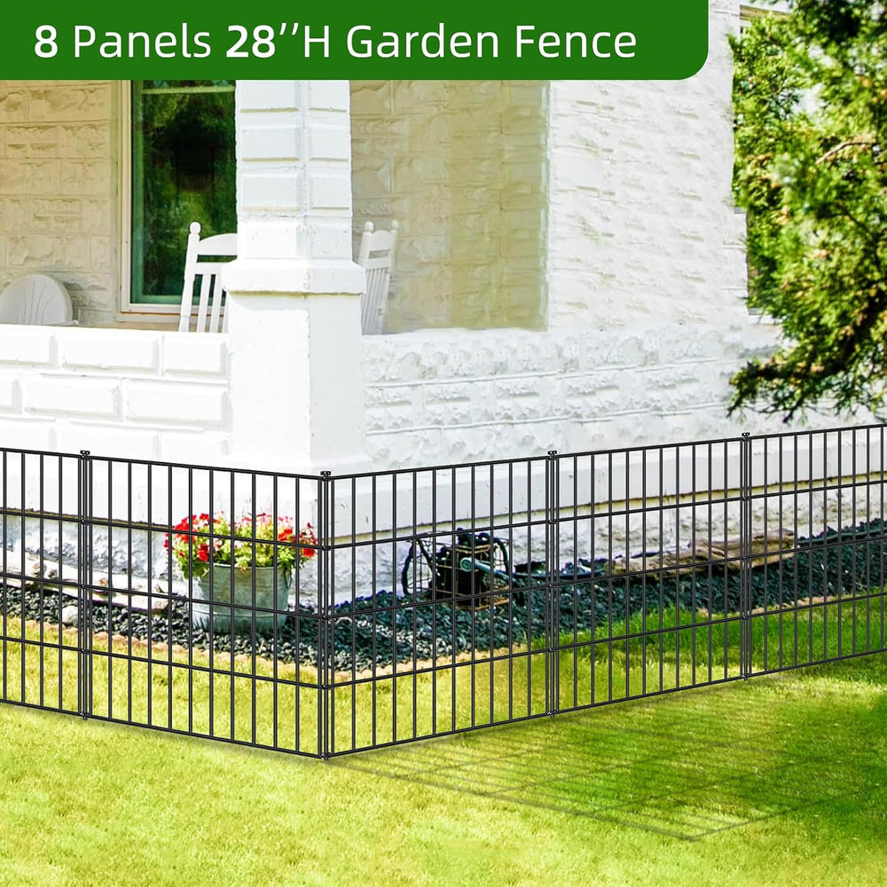 Metal Garden Fence 28 in x 35 ft, Outdoor Dog Fence with Stakes for Yard
