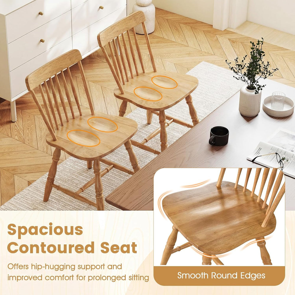 GIANTEX Windsor Dining Chairs Set of 2 w/Curved Spindle Back & Turned Legs