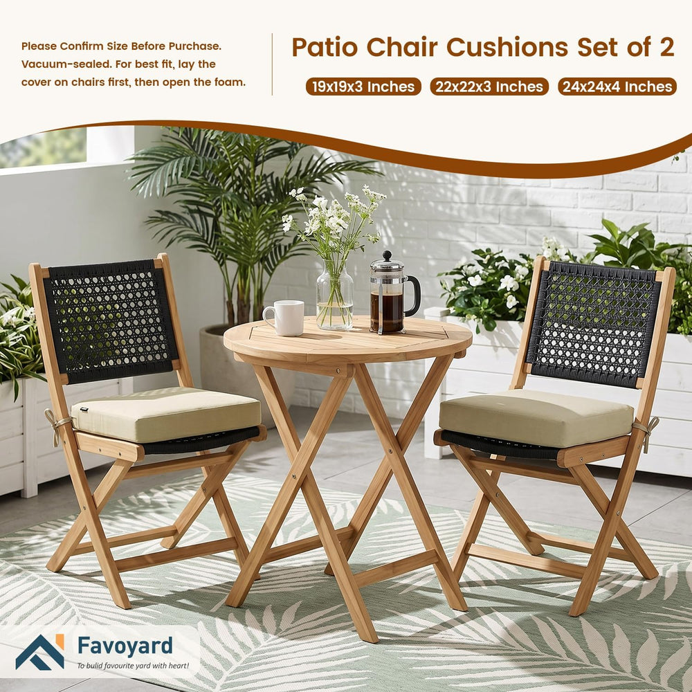 Favoyard Patio Chair Square Cushions Set of 2, Beige, 19 x 19 x 3 inches