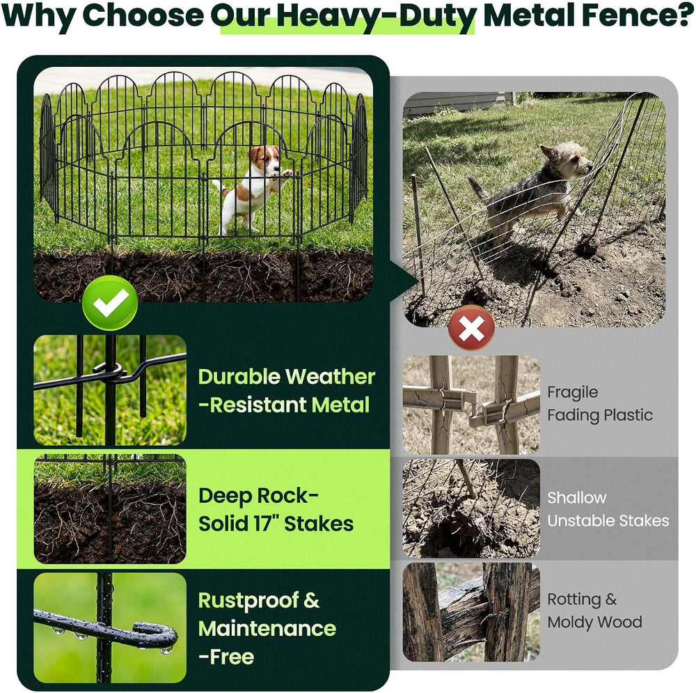 Decorative Garden Fence Panels 19 Pack - 16in (H) x 20ft Metal Animal Barrier...