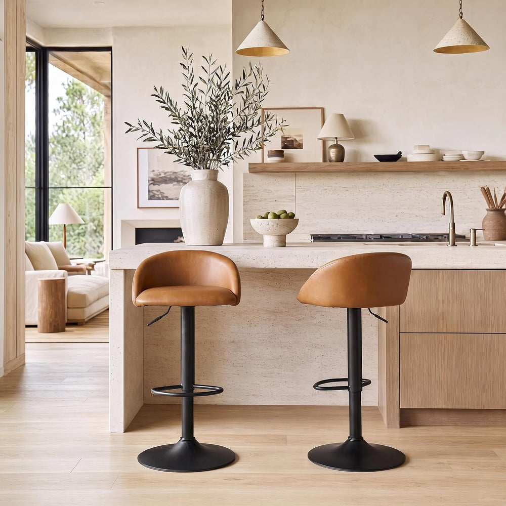YOUNUOKE Bar Stools Set of 2 Modern Swivel Bar Stools, Brown