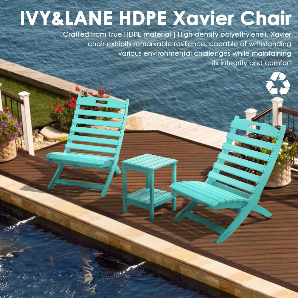 IVY&LANE Portable Xavier-Chairs Set of 2 | Folding-Adirondack-Chair | Wav...