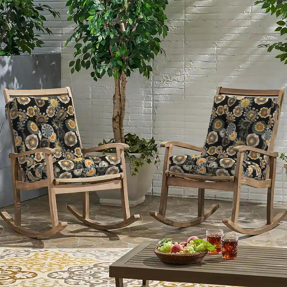 Outdoor Seat Chair Cushions, Tufted Back Patio Furniture Cushions Set of 2, W...