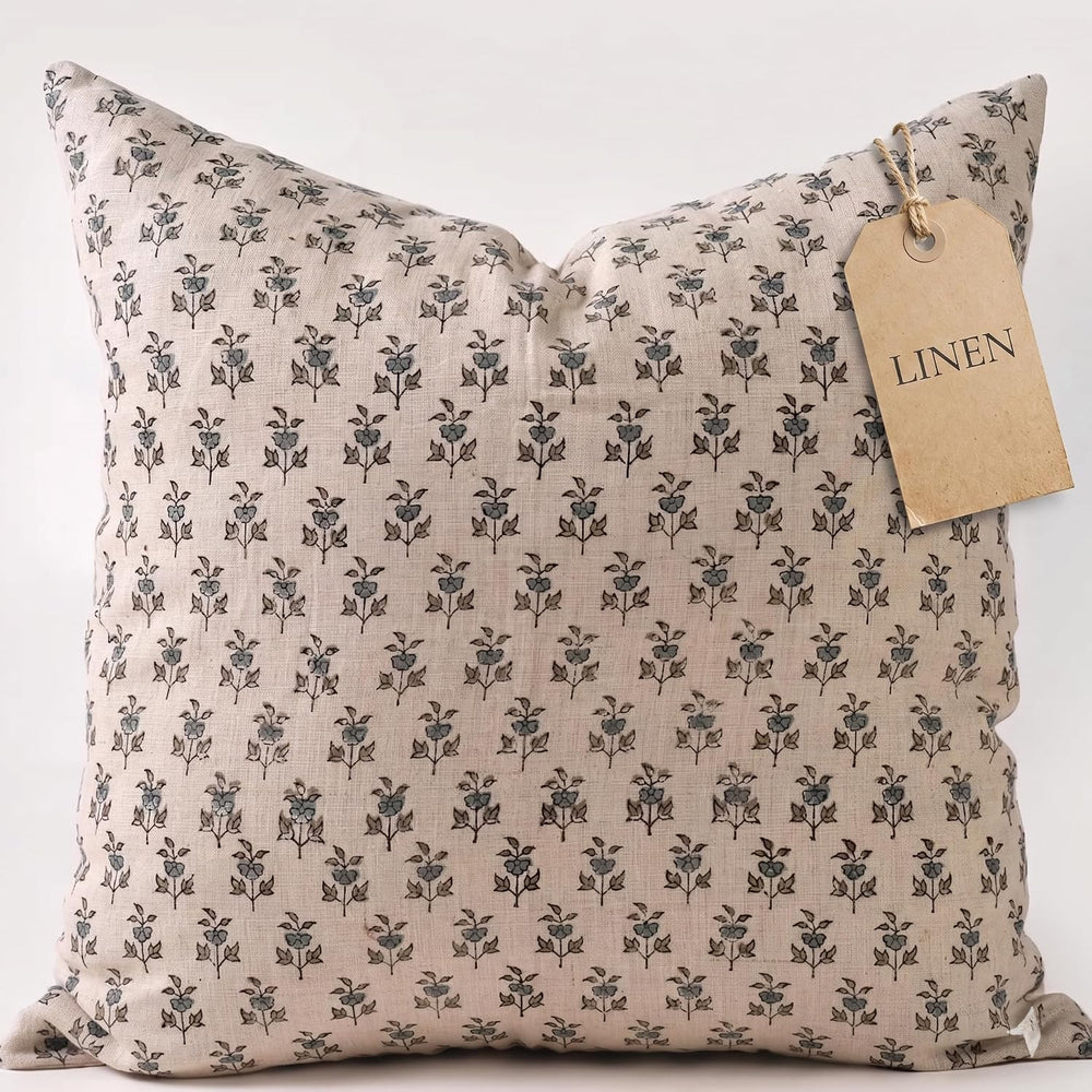 Linen Throw Pillow Covers 20x20 inch Soft sage and Blue Decorative Pillow Cov...