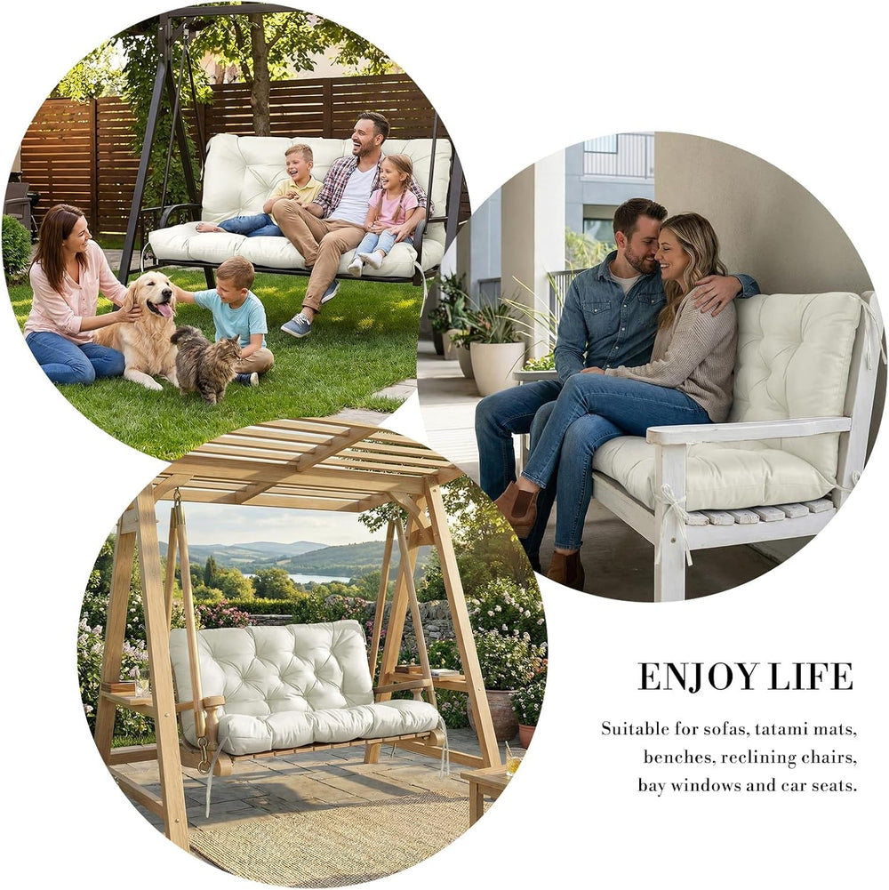 Outdoor/Indoor Swing Replacement Cushion, 2 or 3 Seats Bench Cushions with Ba...