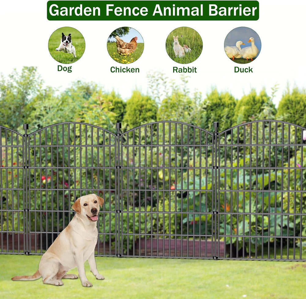 5 Panel No Dig Decorative Garden Fence 40" H x 11.8'L Outdoor Dog Ba...
