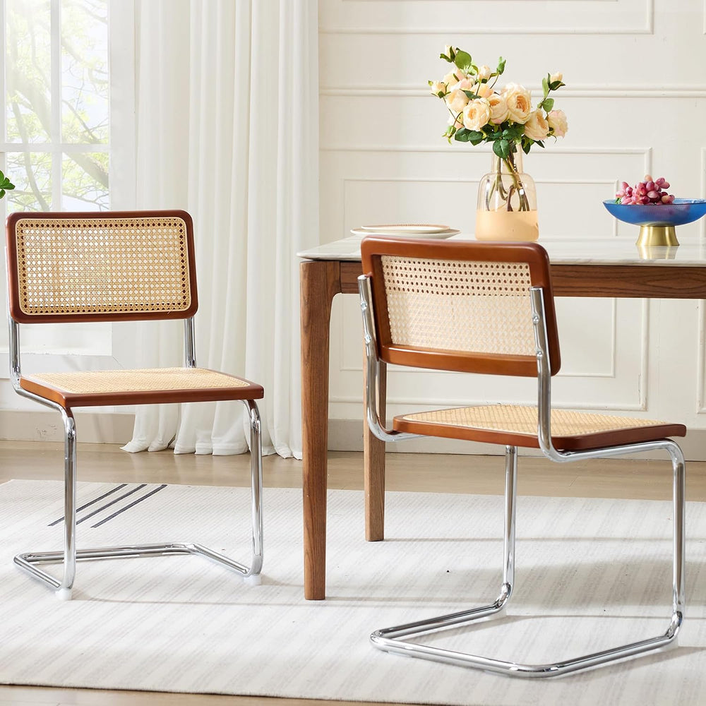 Rattan Dining Chairs Mid Century, Cesca Chairs Set of 2 for Kitchen Room