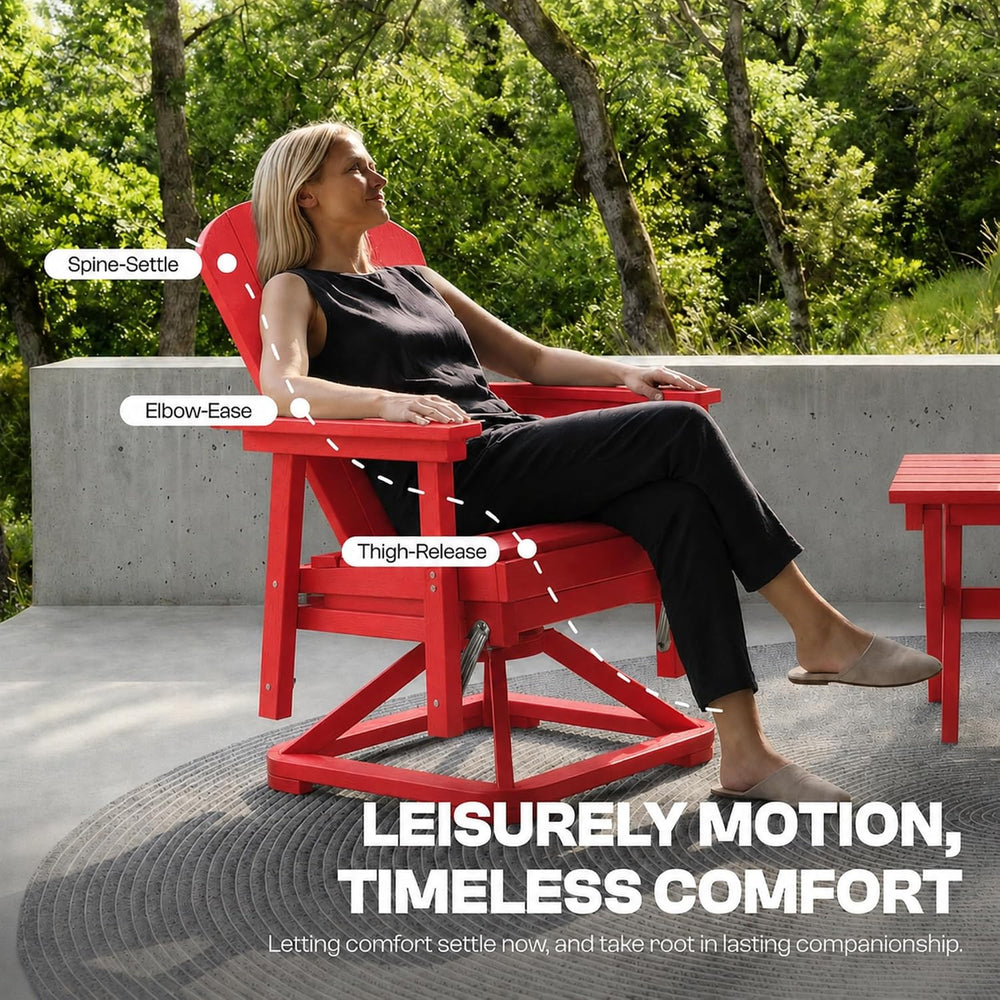 4-Piece Adirondack Swivel Glider Chair Set, Composite HDPE Outdoor Furniture ...