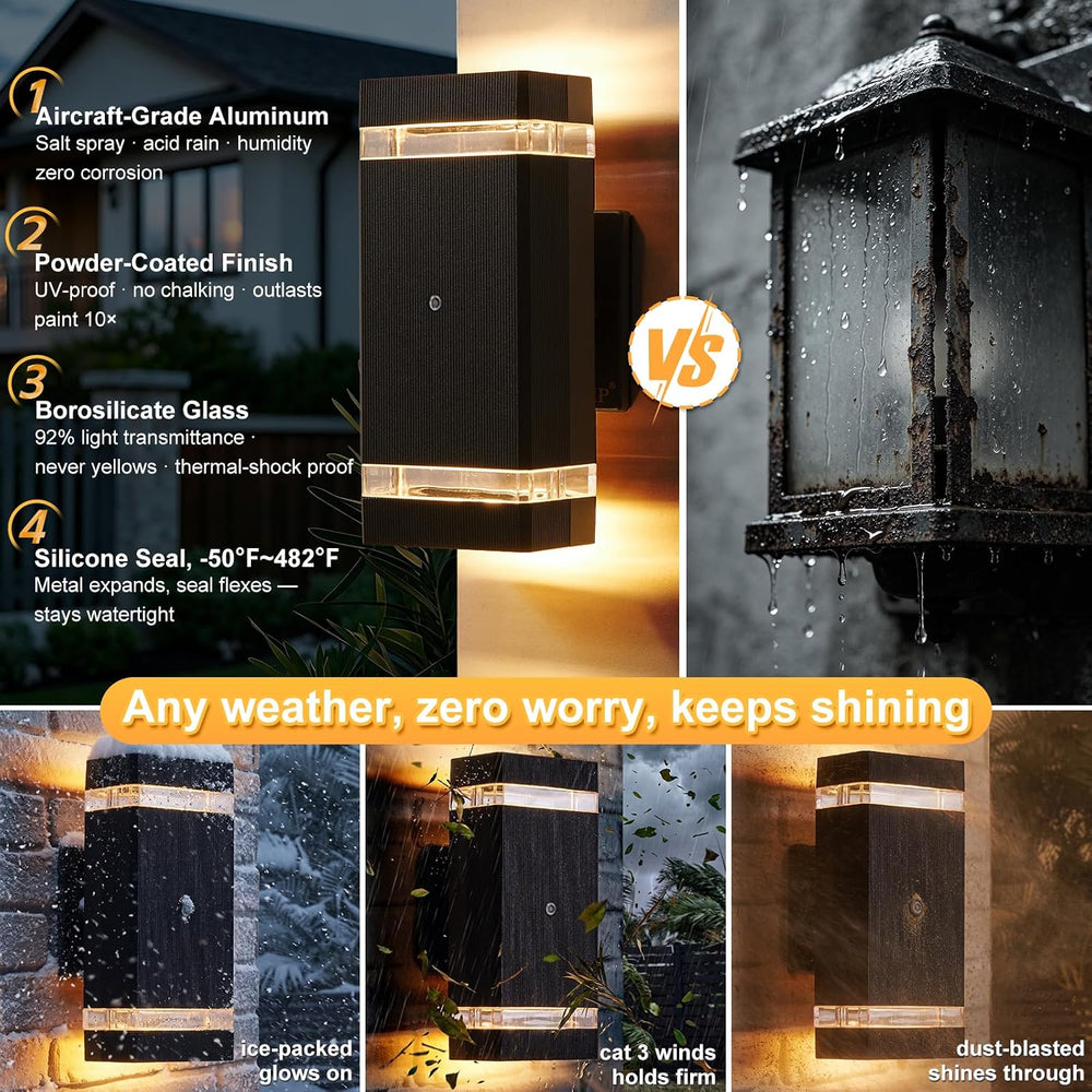 LMP Dusk to Dawn Outdoor Lighting,Aluminum IP65 Waterproof Wall Porch Light