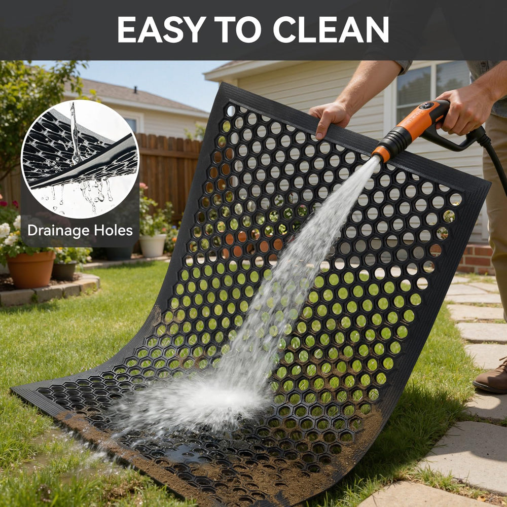 RESARE Front Door Mat Non Slip, 36"x24" Rubber Doormat Outdoor-Entr...