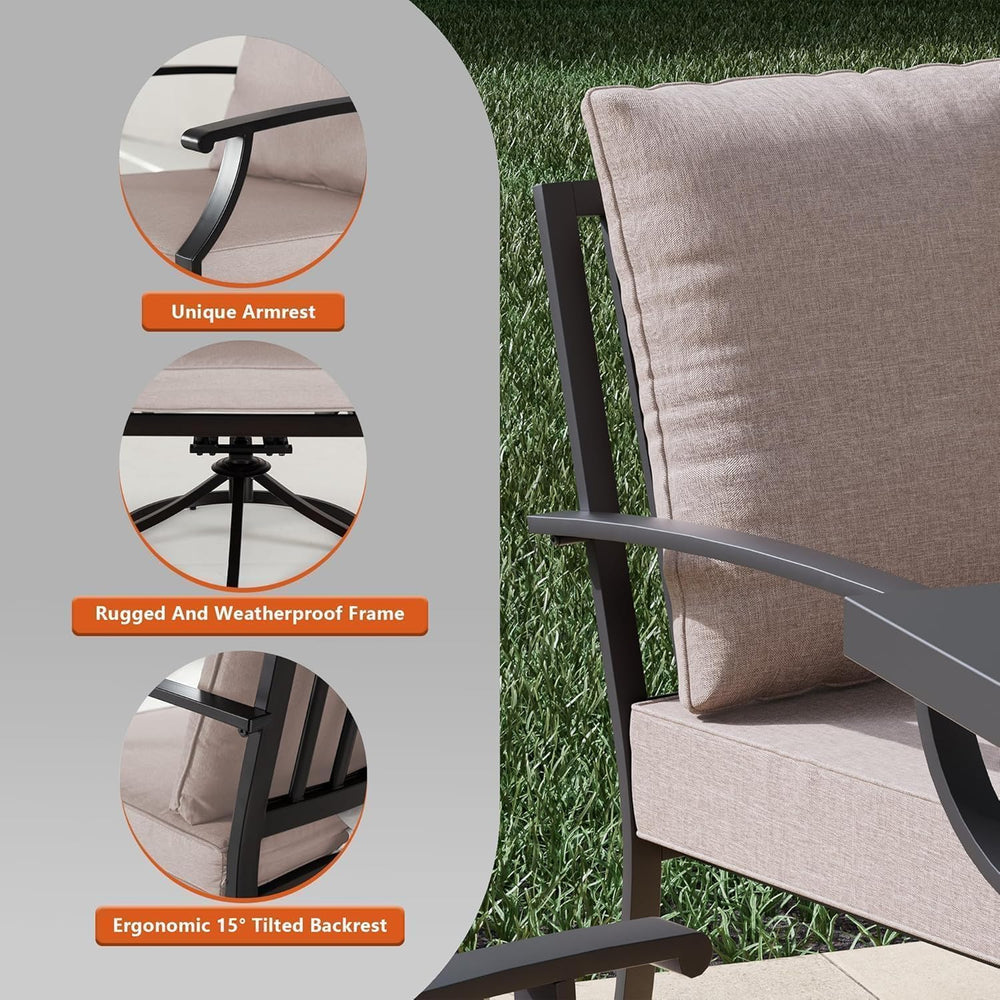 5 Piece Metal Outdoor Patio Furniture Set with 48"/55000 BTU Round Fire ...